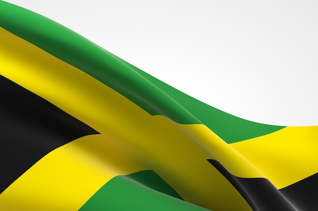 Rendu 3D du drapeau jamaïcain.