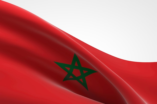 Rendu 3D du drapeau marocain.
