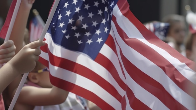 Rendu 3D du drapeau des États-Unis d'Amérique flottant au vent