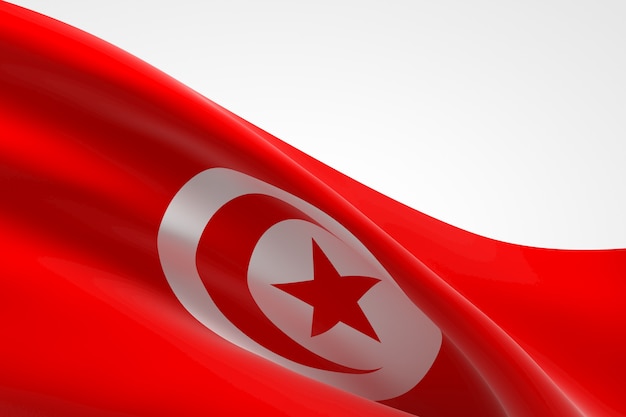 Rendu 3D du drapeau tunisien.