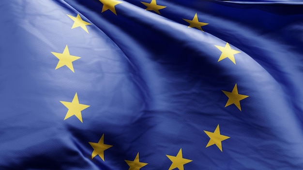 rendu 3d du drapeau de l'union européenne