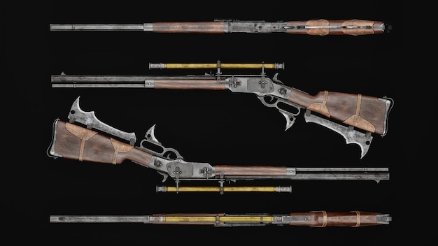 Rendu 3D du fusil américain Winchester 1873 Concept pour les magasins d'armes à feu Médias mixtes