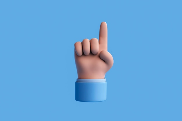 Rendu 3D du geste de pointage de la main du personnage de dessin animé