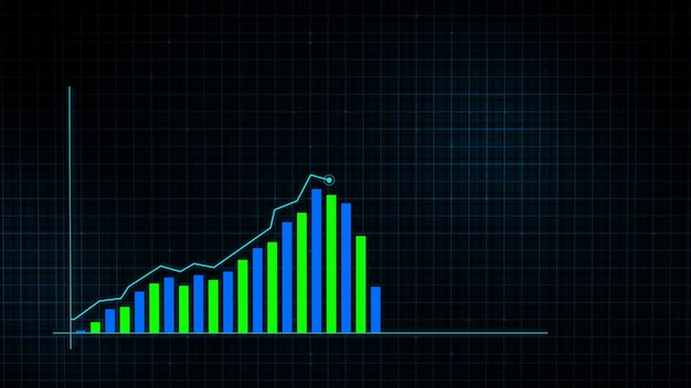 Rendu 3D du graphique linéaire croissant du graphique de croissance des revenus numériques