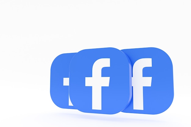 Rendu 3d du logo de l'application Facebook sur fond blanc