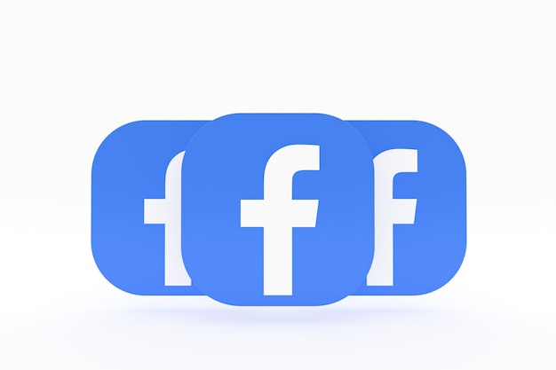 Rendu 3d du logo de l'application Facebook sur fond blanc