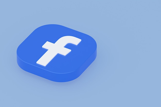 Rendu 3d du logo de l'application Facebook sur fond bleu