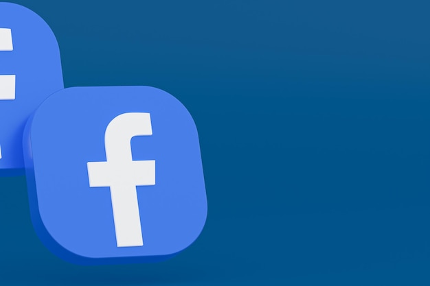 Rendu 3d du logo de l'application Facebook sur fond bleu