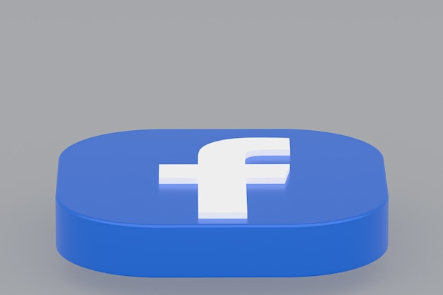 Rendu 3d du logo de l'application Facebook sur fond gris