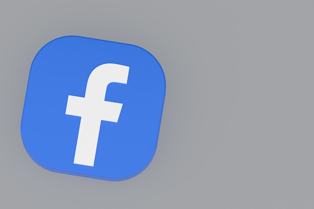 Rendu 3d du logo de l'application Facebook sur fond gris