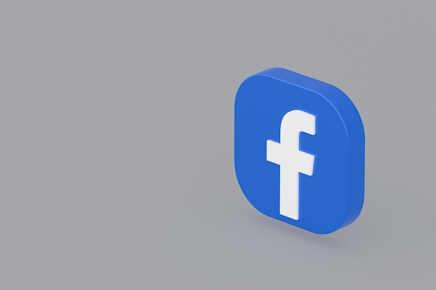 Rendu 3d du logo de l'application Facebook sur fond gris