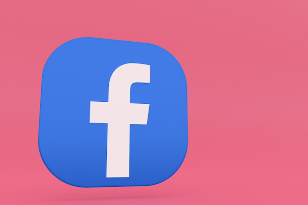 Rendu 3d du logo de l'application Facebook sur fond rose