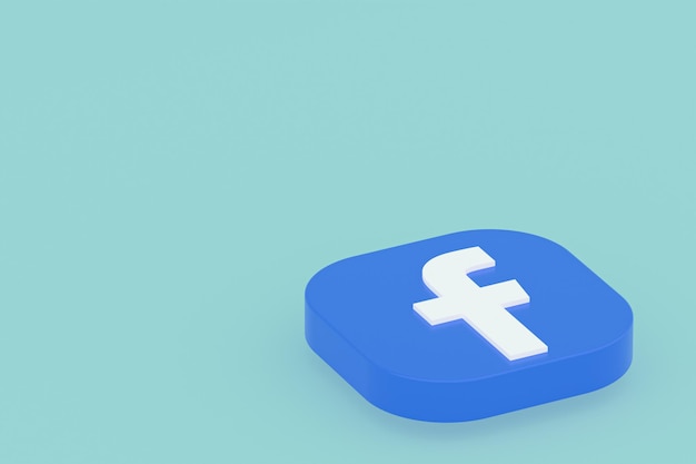 Rendu 3d du logo de l'application Facebook sur fond vert