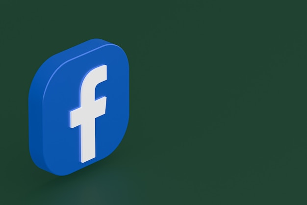 Rendu 3d du logo de l'application Facebook sur fond vert