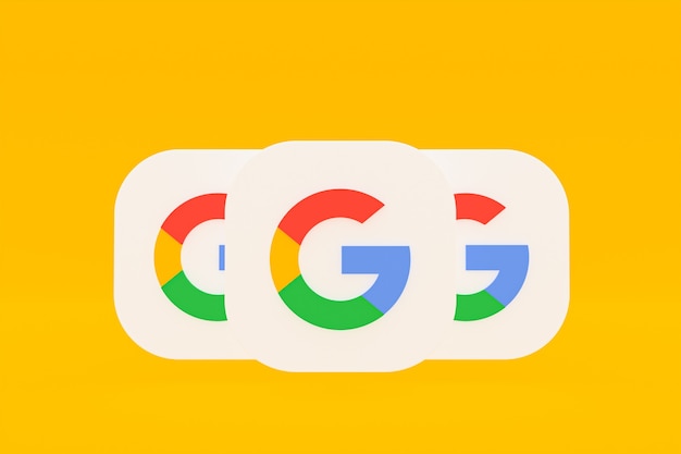 Rendu 3d Du Logo De L'application Google Sur Fond Jaune