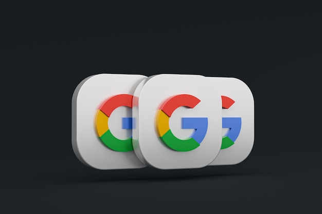 Rendu 3d du logo de l'application Google sur fond noir