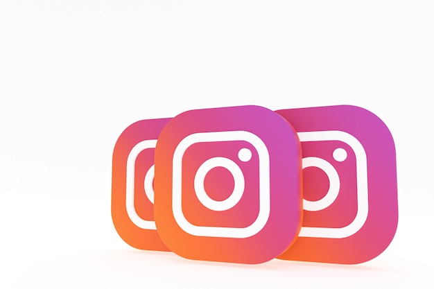 Rendu 3d du logo de l'application Instagram sur fond blanc