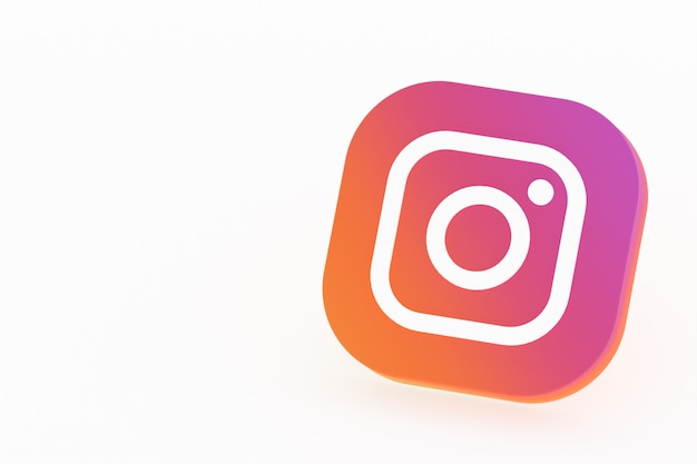 Photo rendu 3d du logo de l'application instagram sur fond blanc