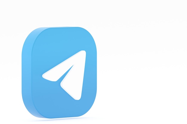 Rendu 3D du logo de l'application télégramme sur fond blanc