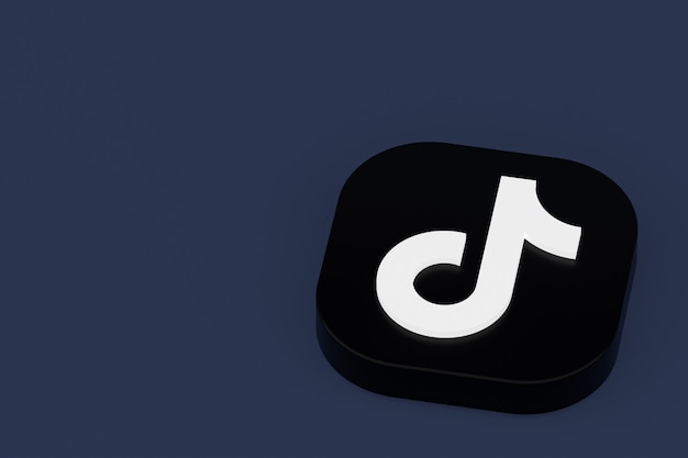 Rendu 3d du logo de l'application Tiktok sur fond bleu