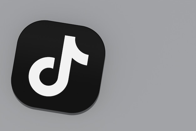 Rendu 3d du logo de l'application Tiktok sur fond gris