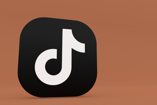 Rendu 3d du logo de l'application Tiktok sur fond marron