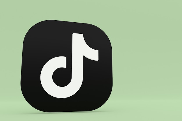 Rendu 3d du logo de l'application Tiktok sur fond vert