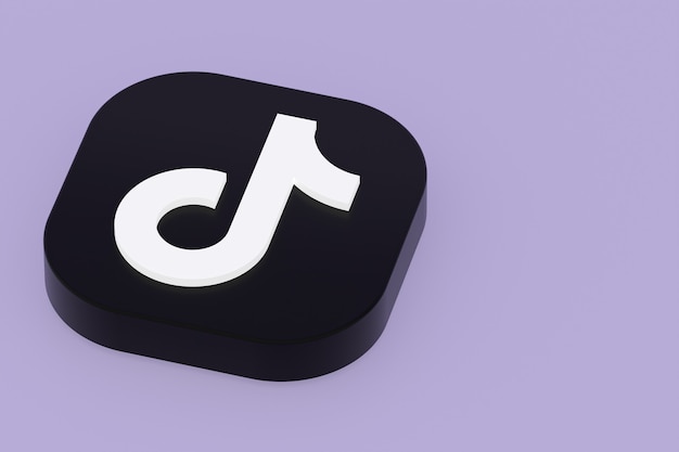 Rendu 3d du logo de l'application Tiktok sur fond violet