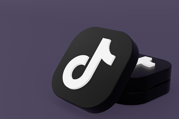 Rendu 3d du logo de l'application Tiktok sur fond violet