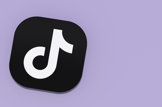 Rendu 3D du logo de l'application Tiktok sur fond violet