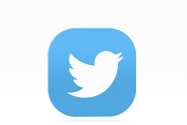 Rendu 3d du logo de l'application Twitter sur fond blanc