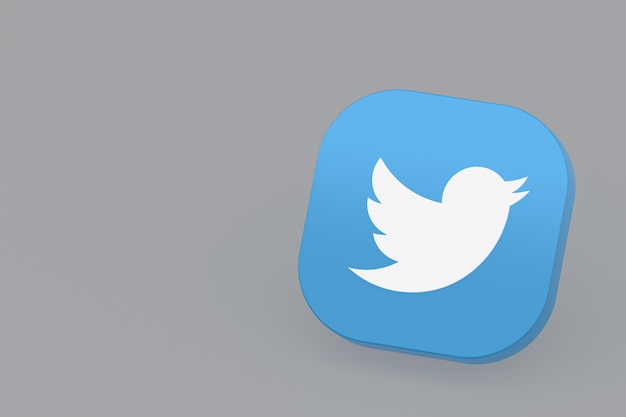 Photo rendu 3d du logo de l'application twitter sur fond gris