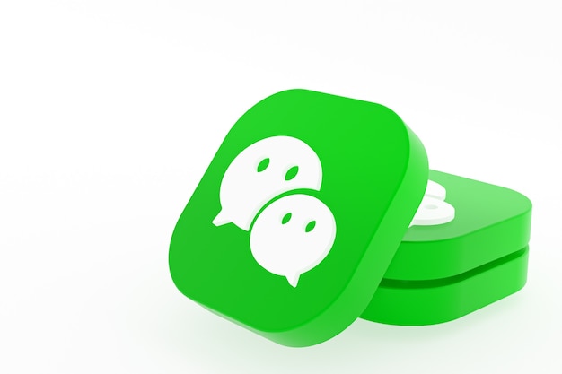 Rendu 3d du logo de l'application Wechat sur fond blanc