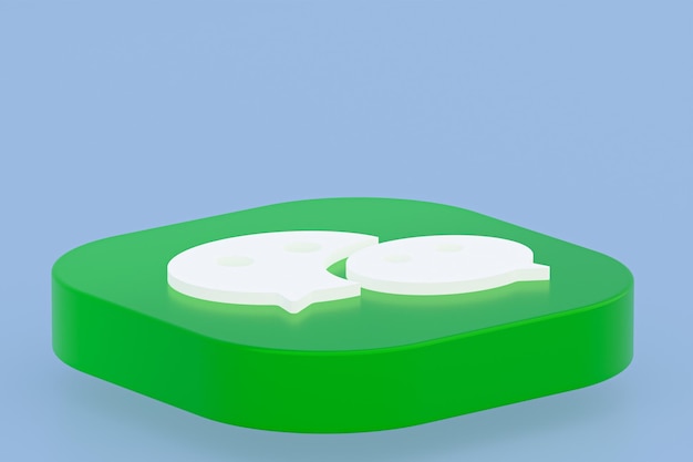 Rendu 3d du logo de l'application Wechat sur fond bleu