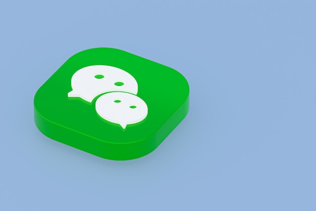 Rendu 3d du logo de l'application Wechat sur fond bleu