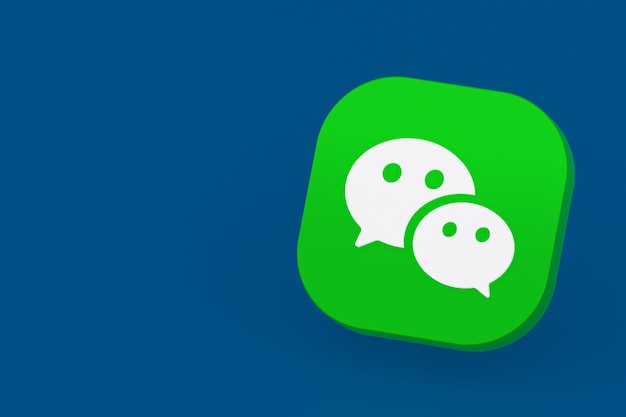 Photo rendu 3d du logo de l'application wechat sur fond bleu