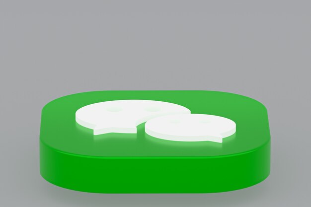 Rendu 3d du logo de l'application Wechat sur fond gris