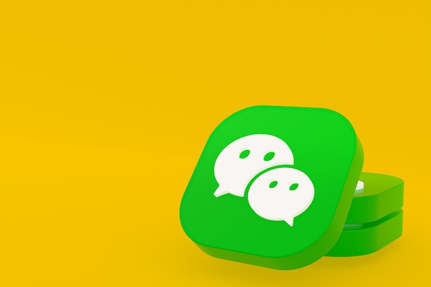 Rendu 3d du logo de l'application Wechat sur fond jaune