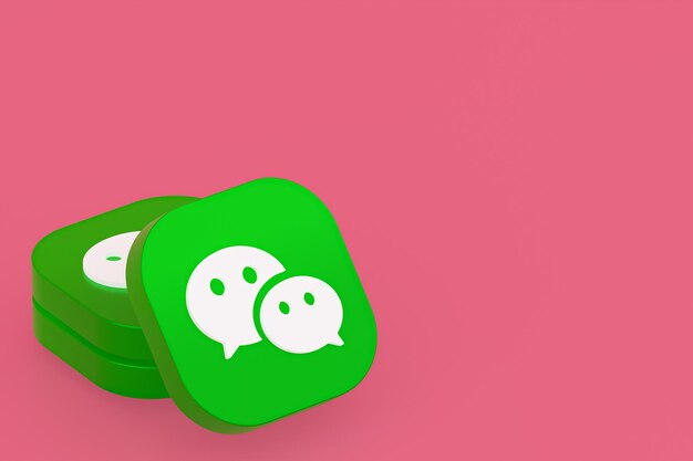 Rendu 3d du logo de l'application Wechat sur fond rose