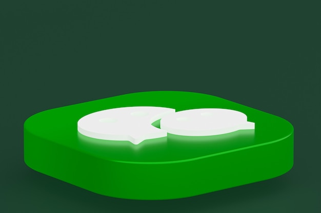 Rendu 3d du logo de l'application Wechat sur fond vert