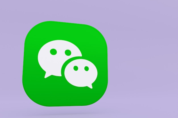 Rendu 3d du logo de l'application Wechat sur fond violet