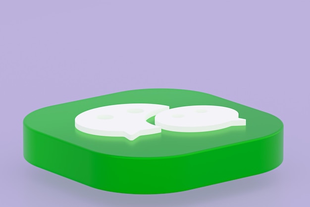Rendu 3d du logo de l'application Wechat sur fond violet
