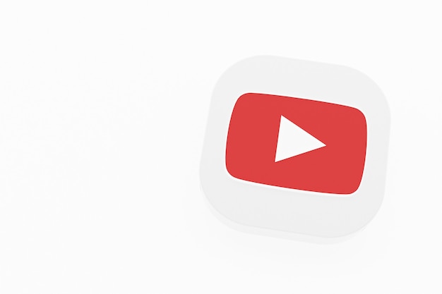 Rendu 3d du logo de l'application Youtube sur fond blanc