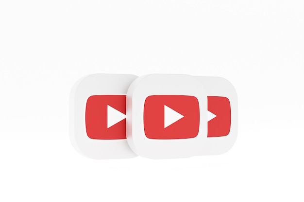 Rendu 3d du logo de l'application Youtube sur fond blanc