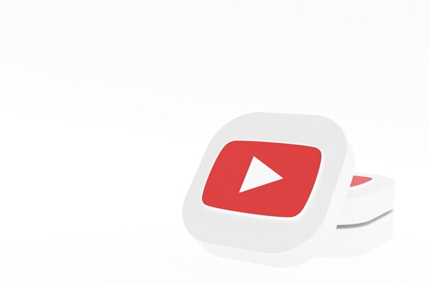 Rendu 3d du logo de l'application Youtube sur fond blanc