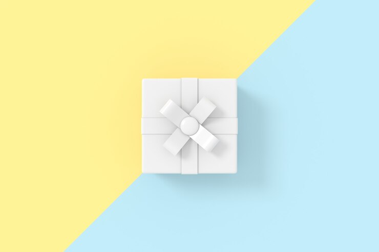 Rendu 3D du modèle de boîte-cadeau.