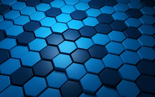 Rendu 3d du motif hexagonal bleu