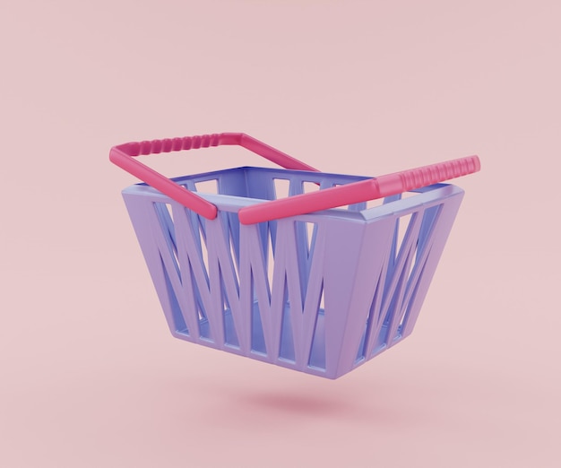 Rendu 3d du panier d'achat