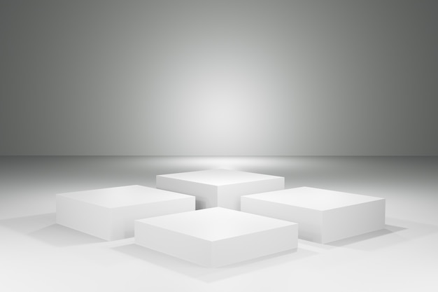 Rendu 3D du podium blanc vide.