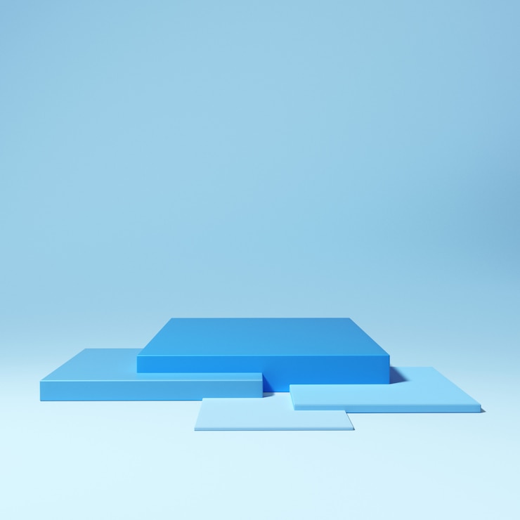 Photo rendu 3d du podium géométrique sur fond bleu